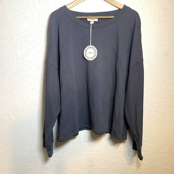 Umgee Women’s Top Dark Gray Sweat Top With Diamond Pattern 2XL Activewear - Picture 2 of 12